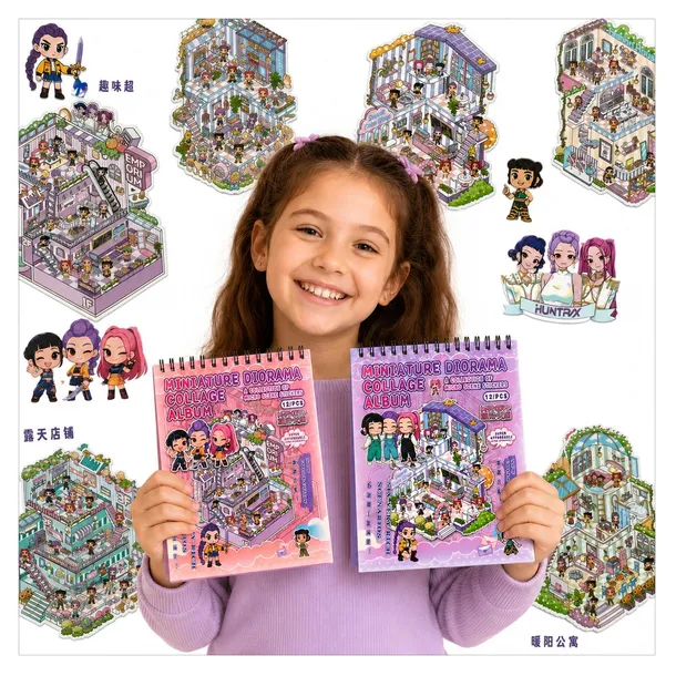DUŻA WYKLEJANKA NAKLEJKI KPOP Huntrix BOX3D DOMEK Z TIKTOKA SCENA roombox