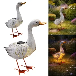 2x-figurka-ogrodowa-kaczka-metalowa-led-solar-30-cm-ptak-rzezba-do-ogrodu