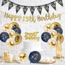 2x-dekoracje-urodzinowe-15-lat-balony-baner-niebieski-zloty