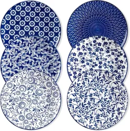 2x-talerze-obiadowe-porcelanowe-6-szt-niebiesko-biale-do-zmywarki
