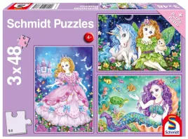 puzzle-3-x-48-ksiezniczka-wrozka-syrenka-schmidt