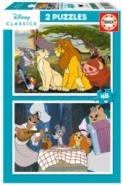 puzzle-2-x-48-el-educa-krol-lew-zakochany-kundel