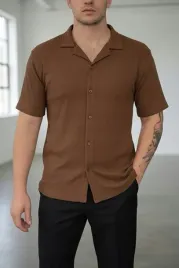 brazowa-koszula-meska-casual-krotki-rekaw-gladka-xl-5ia