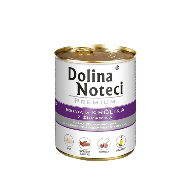 KARMA DLA PSA PREMIUM DOLINA NOTECI KRÓLIK Z ŻURAWINĄ 800G PUSZKA