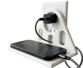 polka-na-gniazdko-elektryczne-uchwyt-telefon-biala
