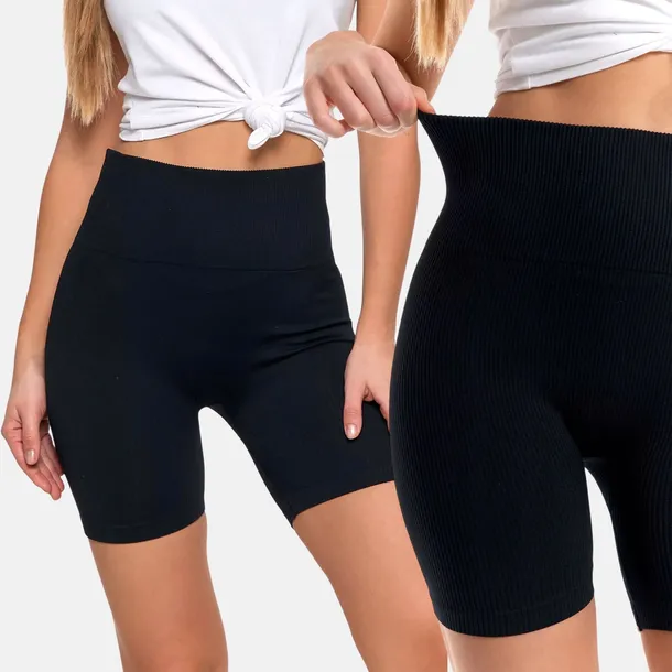 Kolarki Legginsy Damskie Prążkowane Wysoki Stan Push-Up Czarne MORAJ L/XL