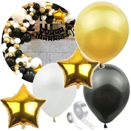 balony-urodzinowe-girlanda-czarno-zloty-napis-biale-dekoracje-84szt-ozdoby