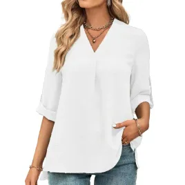 bluzka-swiss-dot-top-tunika-dekolt-v-rekawy-3-4-elegancka-casualowa