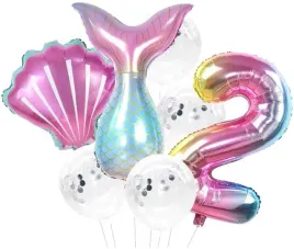urodzinowe-balony-7szt-konfetti-2-latka-dla-dziewczynki-urodziny-syrenka
