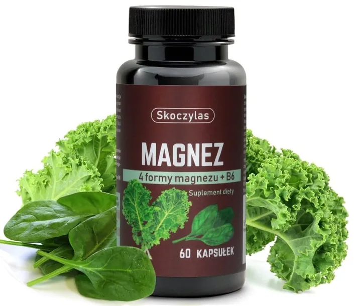 MAGNEZ Z WITAMINĄ B6 Skoczylas 4 Formy szpinak jarmuż 60 kapsułek