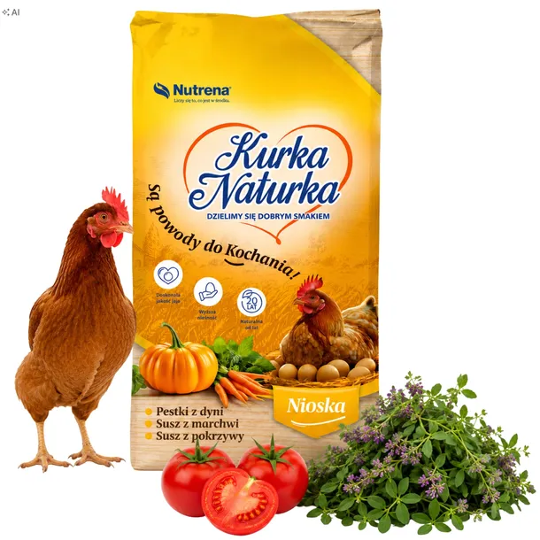 Pasza dla kur niosek Kurka Naturka z pomidorem i lucerną 25kg kruszonka