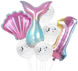 urodzinowe-balony-7-szt-konfetti-roczek-syrenka