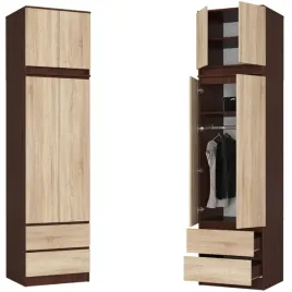 szafa-z-nadstawka-2d2s-na-ubrania-60-cm-do-sypialni-pokoju-wenge-dab-sonoma