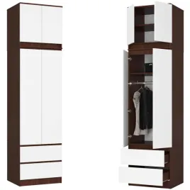 szafa-z-nadstawka-2d2s-na-ubrania-60-cm-do-sypialni-wenge-bialy-front