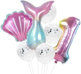 urodzinowe-balony-7-szt-konfetti-roczek-syrenka