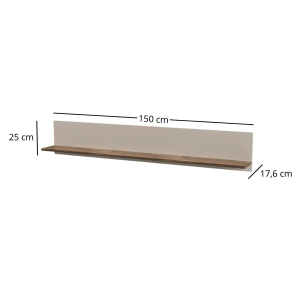 polka-scienna-wiszaca-mebelbos-evo-dluga-150-cm-grubosc-16-mm-kaszmir-dab-wysokosc-mebla-25-cm