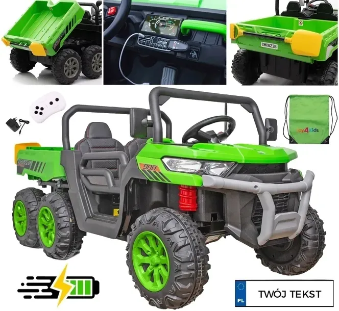 NAJMOCNIEJSZY 24V 9AH 2x 200W FARMER TRUCK dwuosobowy KOŁA EVA KIPER SKÓRA