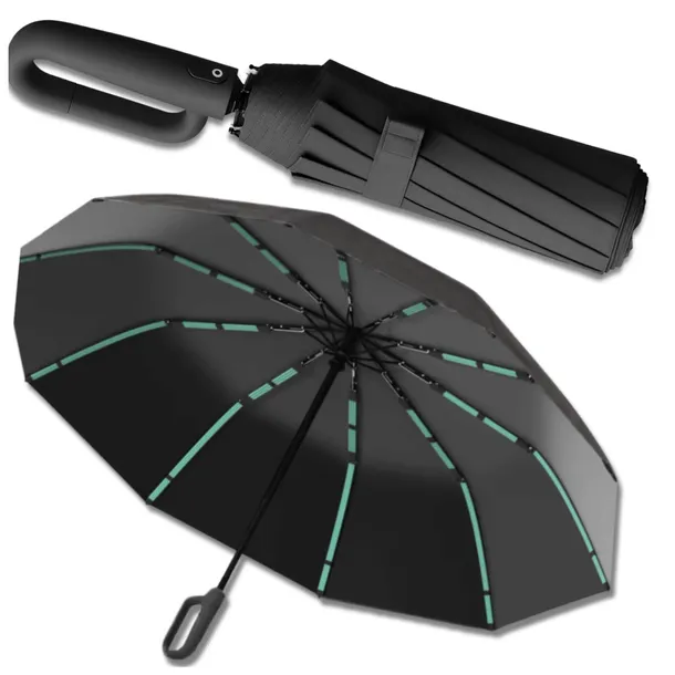 Parasol Składany Automatyczny Parasolka Składana Automat Czarny Damska Męsk