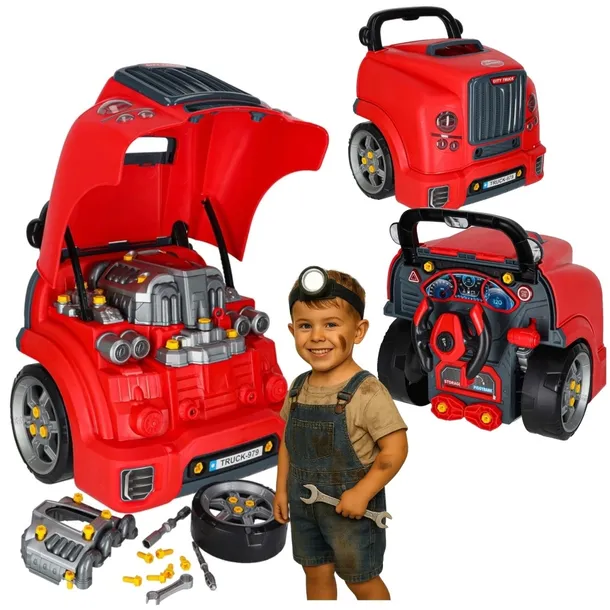 ZESTAW MECHANIKA DLA DZIECI SILNIK DO ROZKRĘCANIA WARSZTAT SAMOCHÓD AUTO XL