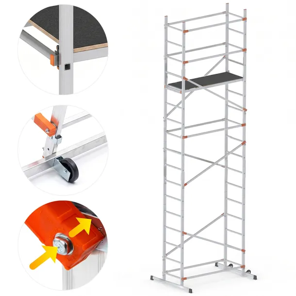 Rusztowanie aluminiowe jezdne przejezdne GIERRE FA400FL + FA500FL 5,80 m