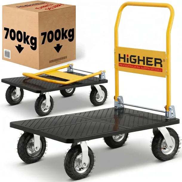 Wózek magazynowy transportowy platformowy składany HIGHER PRO 700 kg MOCNY