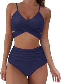 bikini-damskie-z-wysokim-stanem-umipubo-xl-granatowe