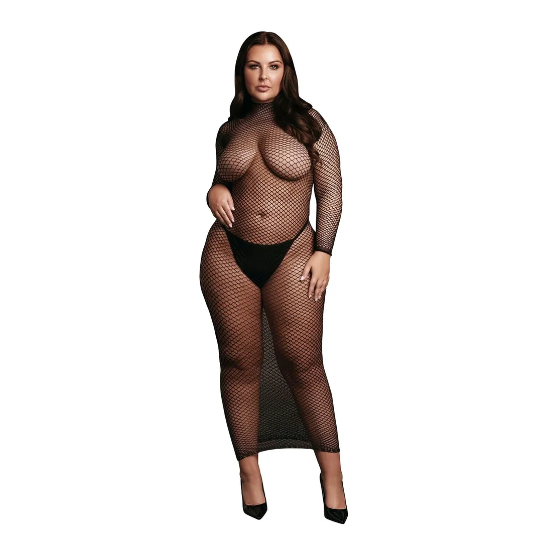 long-dress-with-fishnet-structure-and-turtle-neck