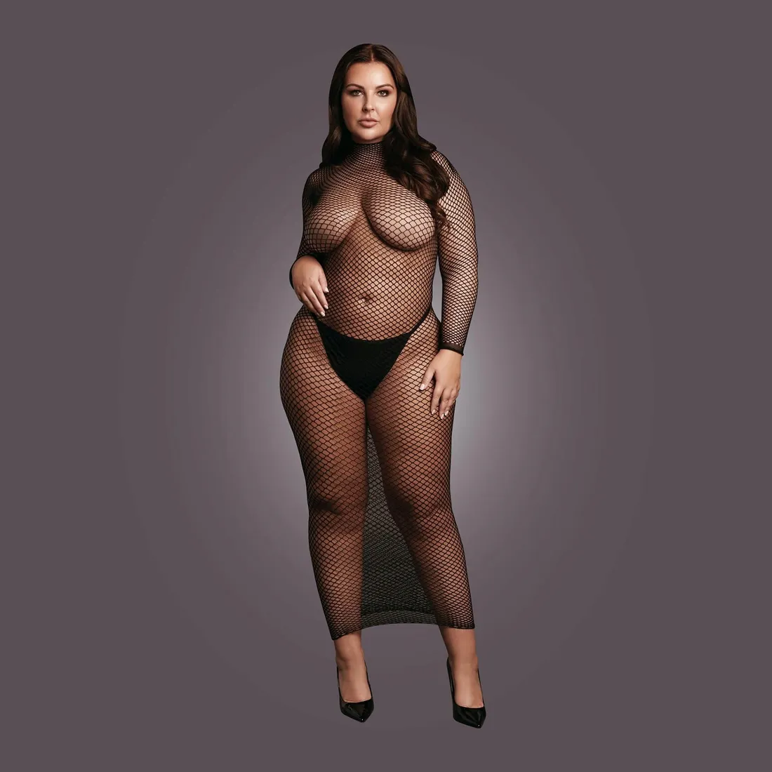 long-dress-with-fishnet-structure-and-turtle-neck