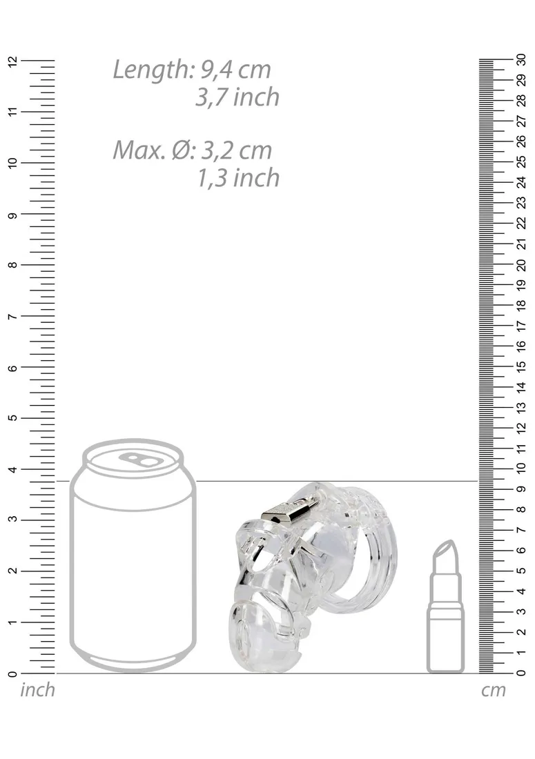 model-25-chastity-cage-3-5-9-cm-transparent-waga-z-opakowaniem-0-1-kg