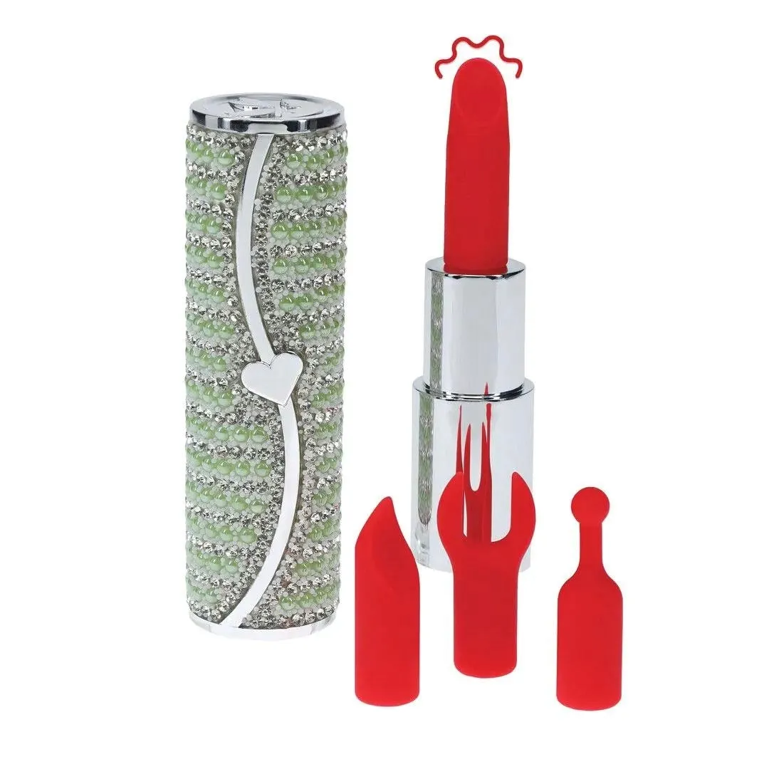 candy-lipstick-vibrator-with-4-attachments-green