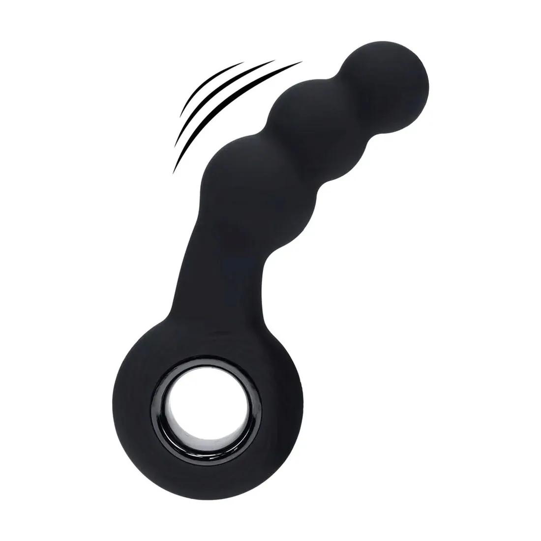 vibrating-beaded-silicone-prostate-massager-with-loop-black