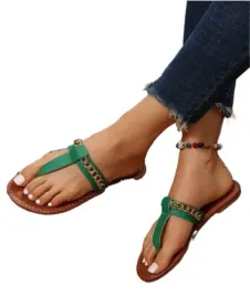 shein-zielone-japonki-damskie-z-lancuchem-i-brazowa-podeszwa-37-vaa