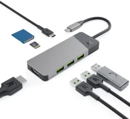 hub-usb-7w1-green-cell-connect-3x-usb-a-3-1-hdmi-4k-60hz-1x-usb-c-pd-85w