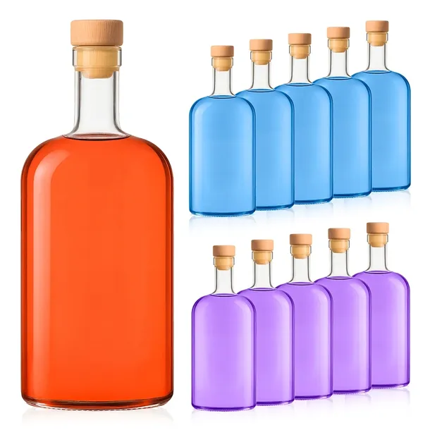 10x Butelki na nalewki TADEK 700 ml butelka z grubego szkła na wino + KORKI