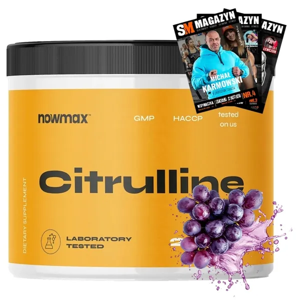 nowmax CYTRULINA CITRULLINE MALATE 200 g JABŁCZAN POMPA SIŁA REGENERACJA