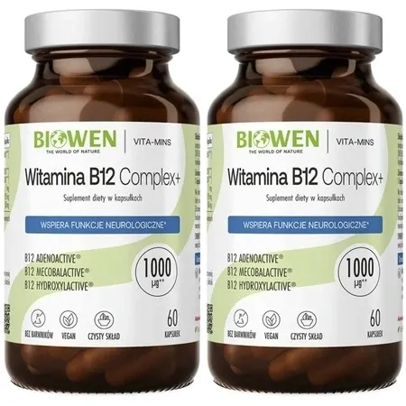Zestaw 2x Biowen Witamina B12 Complex+ 60 kaps ZMĘCZENIE KONCENTRACJA