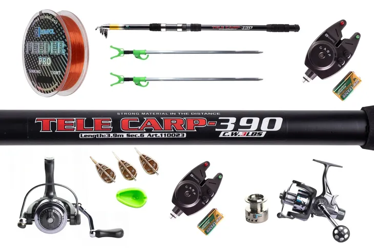 ZESTAW KARPIOWY DUO 2X TELECARP 3,9M 2X MIGHTY 5000 2X SYGNALIZATOR