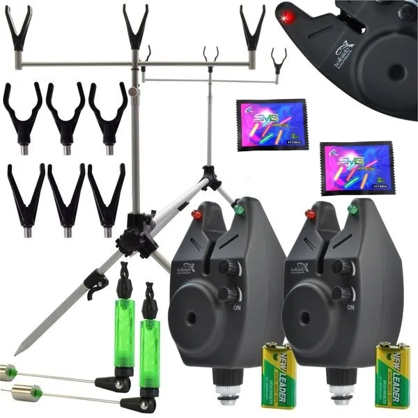 ZESTAW KARPIOWY ROD POD STANOWISKO 2x SYGNALIZATOR 2x SWINGER + ŚWIETLIKI