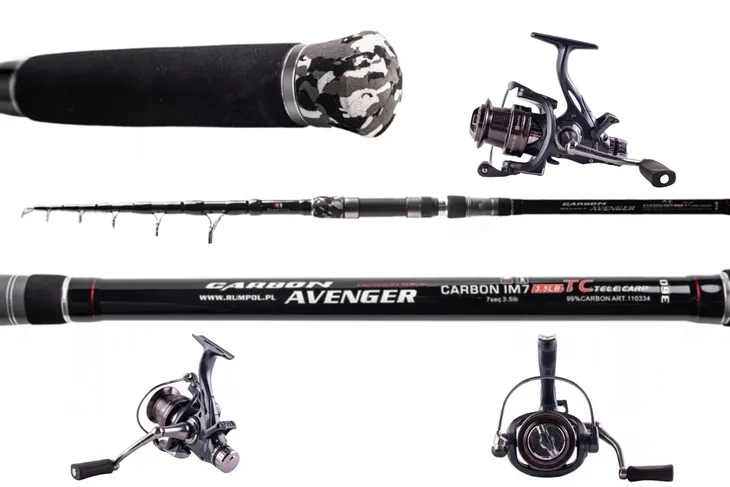 ZESTAW KARPIOWY 2X AVENGER 3.9M 3.5LBS 2X KOŁOWROTEK WOLNY BIEG 8+1BB