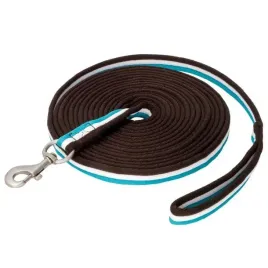 lonza-dla-konia-start-threestripe-8m-miekka-brazowa-biala-niebieska