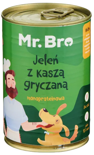 Mr. Bro Jeleń z Kaszą Gryczaną Monoproteinowa karma mokra dla psa 400g