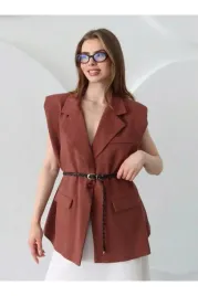 kamizelka-damska-elegancka-z-paskiem-brazowa-len-l-5ha