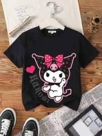 shein-czarny-t-shirt-dziewczecy-z-bawelny-gladki-122-128cm-1ma