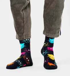 happy-socks-skarpetki-czarne-w-kolorowe-koty-z-napisem-happy-36-40-7fa