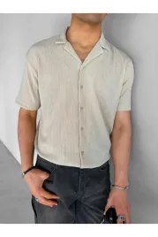 meska-koszula-casual-bezowa-krotki-rekaw-z-faktura-xl-5ga-xl-5ga