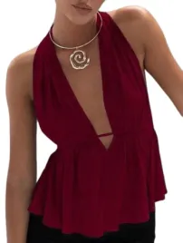 shein-bordowy-top-na-wiazanej-szyi-z-falbana-m-1hk