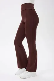 gladkie-legginsy-damskie-wysoki-stan-brazowe-m-5ia