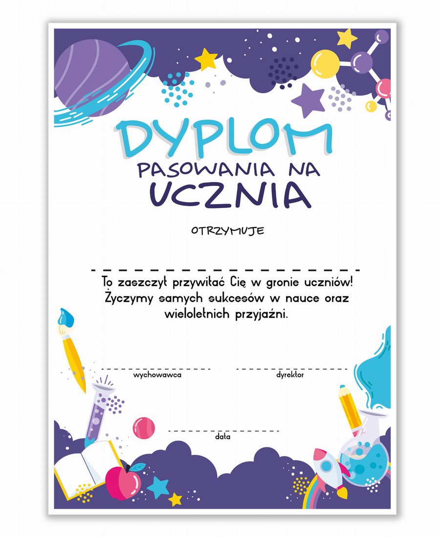Dyplom Pasowania Na Ucznia Chomikuj DYPLOM PASOWANIA NA UCZNIA - KOSMOS - A4 - ERLI.pl