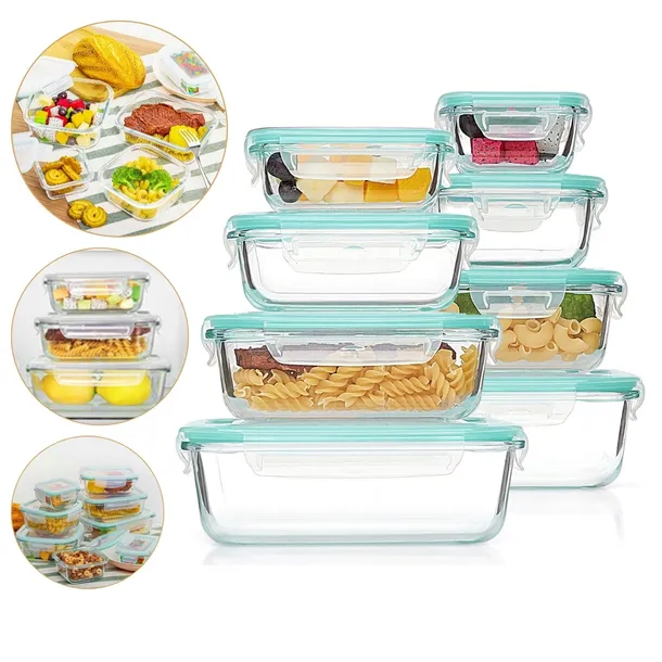 8X SZKLANE POJEMNIKI NA ŻYWNOŚĆ LUNCHBOX DO LODÓWKI MIKROFALI PIEKARNIKA