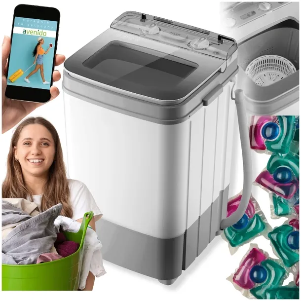 PRALKA TURYSYCZNA Z WIRÓWKĄ 880W MINI MAŁA PRZENOŚNA 6kg TYPU FRANIA Adler